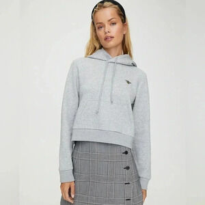 Aritzia Sunday Best Cropped Hoodie‎ Pullover Sweatshirt Bee Patch Gray XS